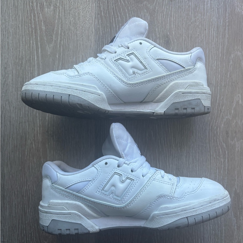 New Balance White Leather Low-Top Sneakers